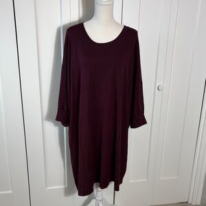 Poetry Silk Cashmere Burgundy Oversized Tunic Dress US 16